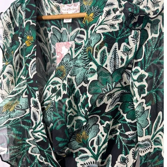 BAND OF THE FREE Bonnie Emerald Long Sleeve Bodysuit Top Bell Sleeve Hippie Boho - Picture 14 of 16